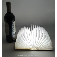 Светильник Книга, 15см, восемь цветов подсветки, деревянная обложка 