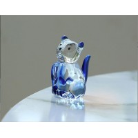 Кошка -Стеклянная фигурка в стиле Мурано. 5х2,5см,  ручная работа. Blue