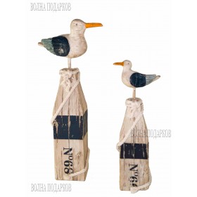 Декоративные чайки на причале (комплект 2 шт- 30 см, 40 см) синие