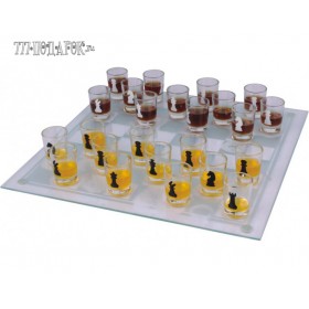 Пьяные Шахматы 25х25 см, поле-стекло, стопки-стекло