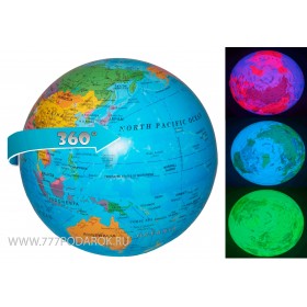 Вращающийся глобус настольный, LED подсветка  Географическая карта мира
