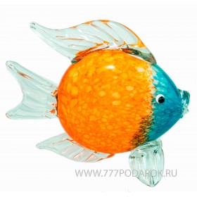 Золотая рыбка. Стеклянная фигурка в стиле Мурано. 23 см