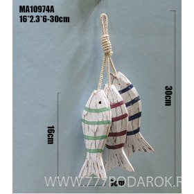 Декоративные деревянные рыбы 16 см (комплект 3шт) Color