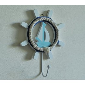 Крючок-вешалка, морской декор 15х20см, дерево, металл Ship 1шт