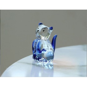 Кошка -Стеклянная фигурка в стиле Мурано. 5х2,5см,  ручная работа. Blue