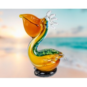 Пеликан. Стеклянная фигурка в стиле Мурано. 17х17х8 см  вес 700гр.