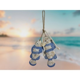 Декоративные деревянные рыбы 38 см (комплект 2шт) BLUE2