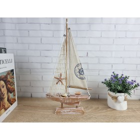 Яхта  36х4х20 см, дерево, парусина,  морской декор Rustic